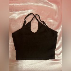 XS Shein Dark Brown Criss-Cross Crop Top (Never Been Worn Before)